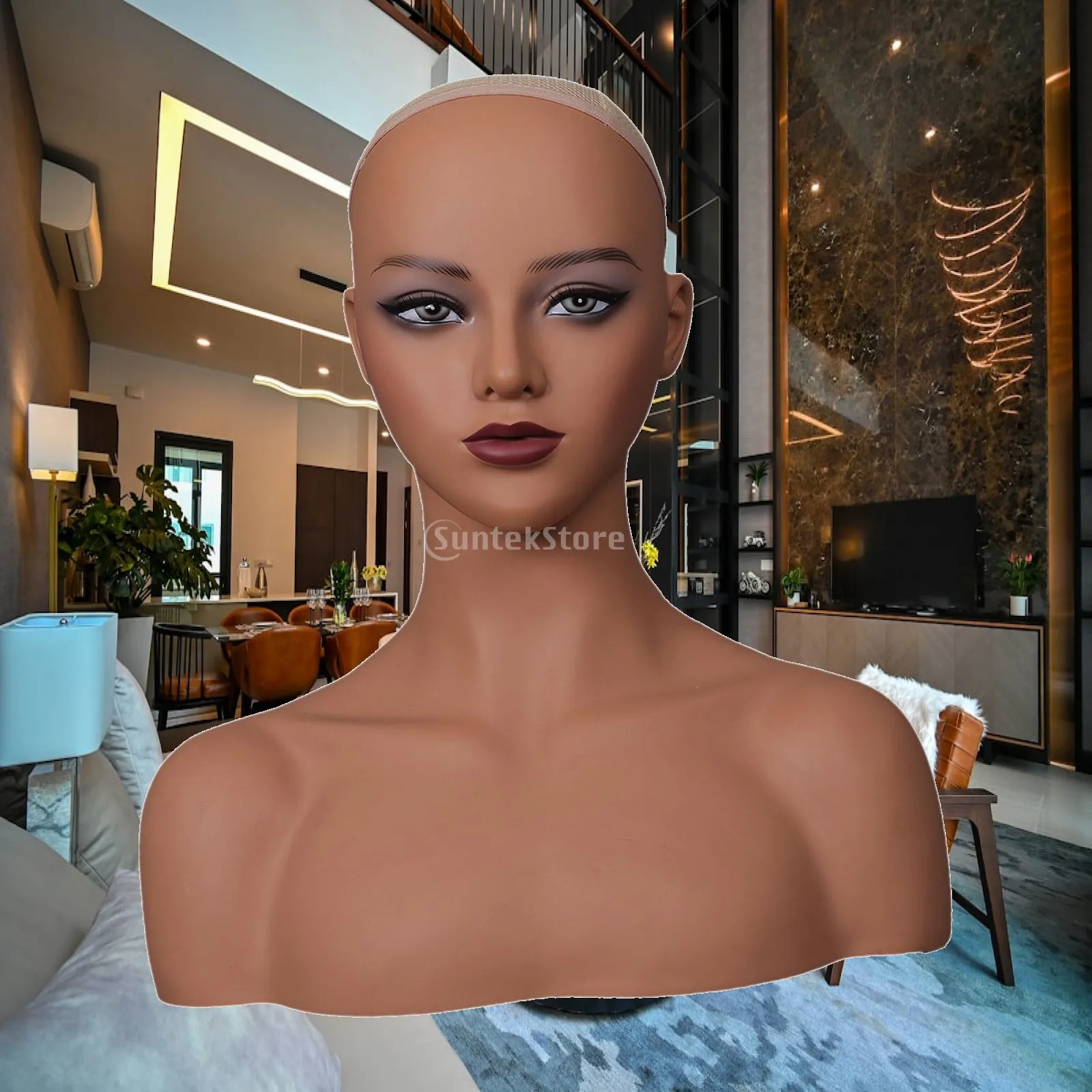 Realistic Mannequin Head Wig Head Professional Multifunctional Wig Showing Stand