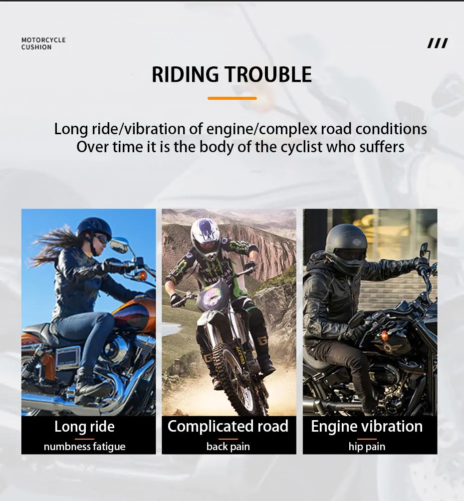 Motorrad-Sitzkissen, schwarzer Schaumstoff, weich, bequem, atmungsaktiv, Sitzbezüge, Matten, Motorrad- und E-Bike-Zubehör. – Detail 3