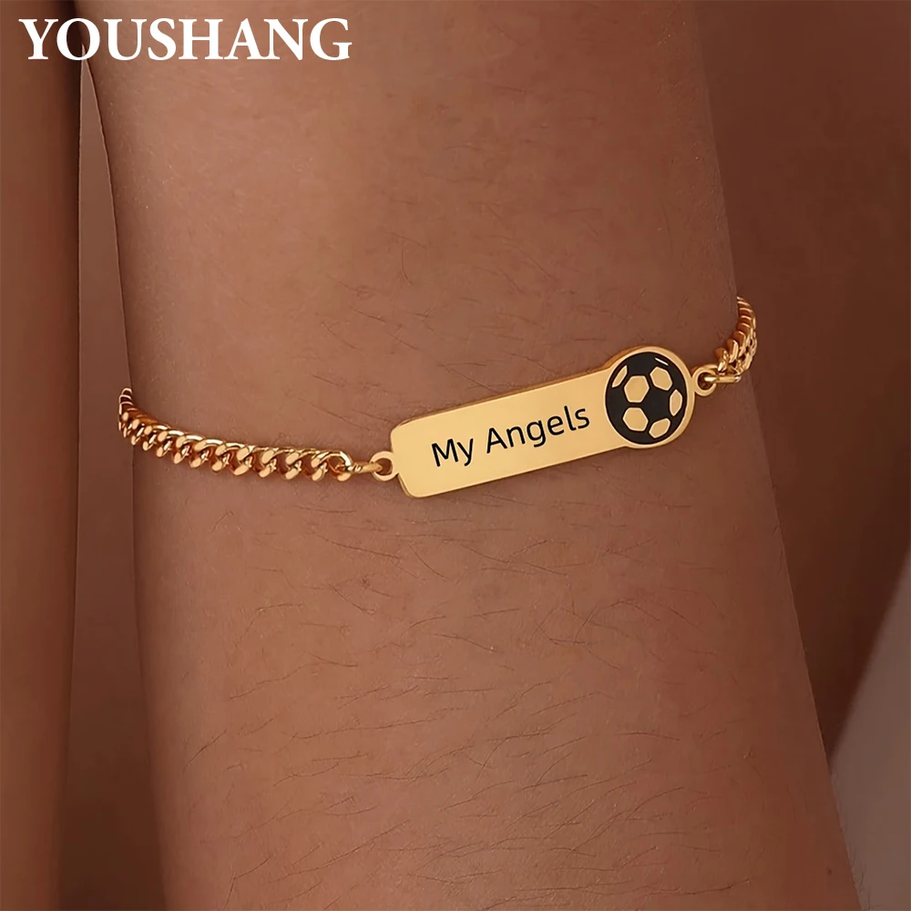 

Custom Name Soccer Bracelet Personalized Football Player Gift with Engraved Name & Ball Charm, for Friends Birthday Sports Team.