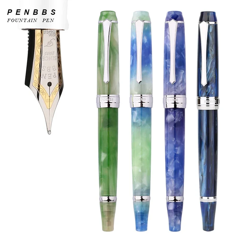 Original Penbbs 456 Negative Pressure Vacuum Pen Transparent Resin Two-color Nib Cloud Blade Calligraphy Writing Practice Gif