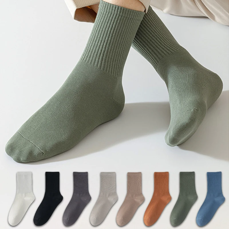 Men Business Mid Length Socks Soft Breathable Sweat-absorbing Colorful Sock Comfortable Casual High Quality Ankle Sports Sox