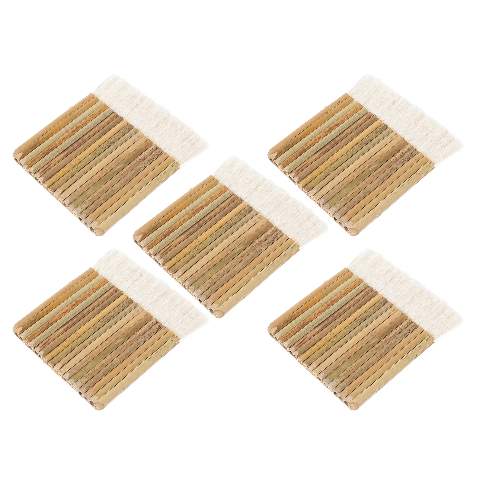 

5pcs 5 Wool Flat Brushes Bamboo Handle Non Shedding Flexible Tools Wide Brush Pen Painting Brushes Canvas Supplies