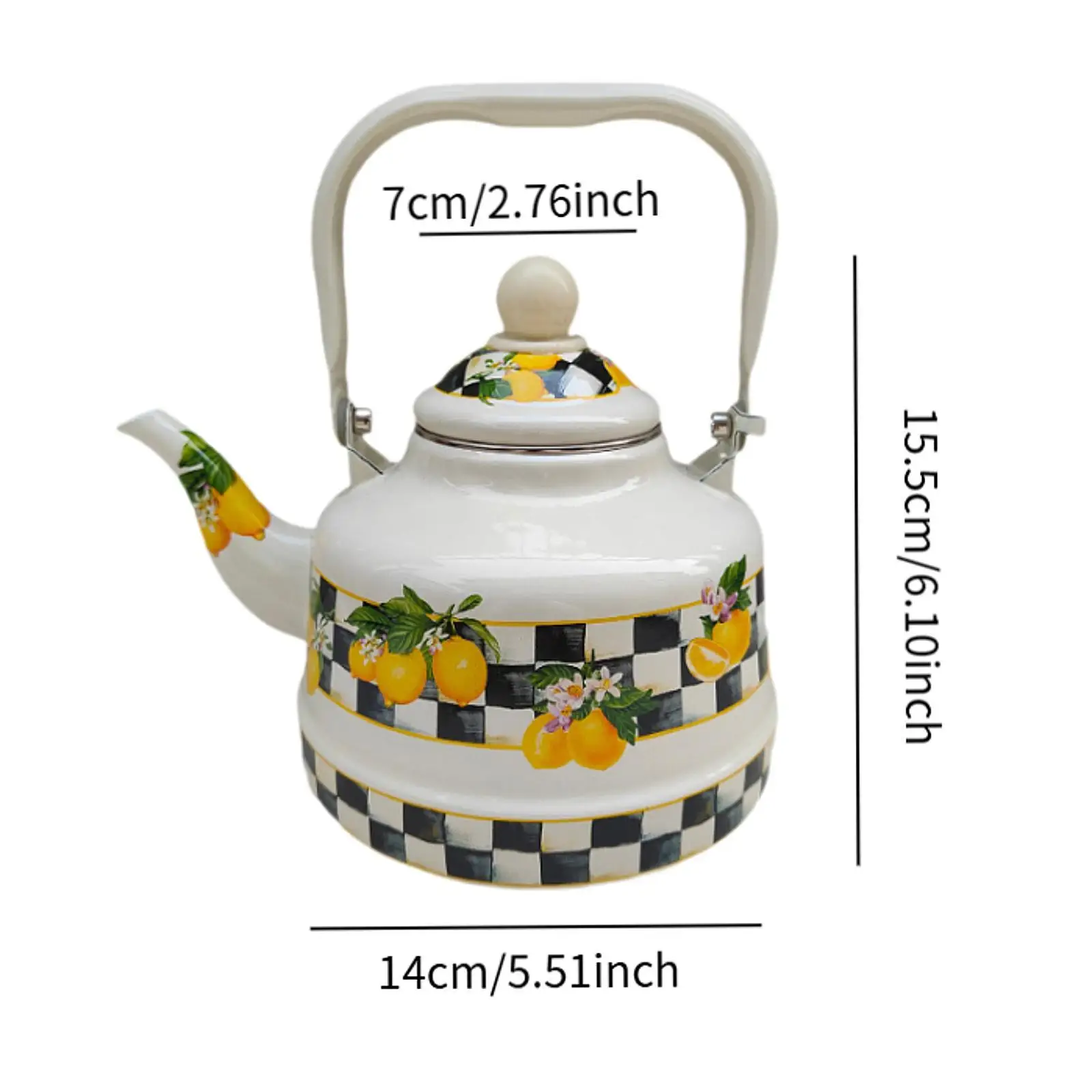 Creative Enamel Tea Kettle Heat Resistant with Lid Comfortable Grip Water Pitcher Home Coffee Boiling Water Party Kitchen