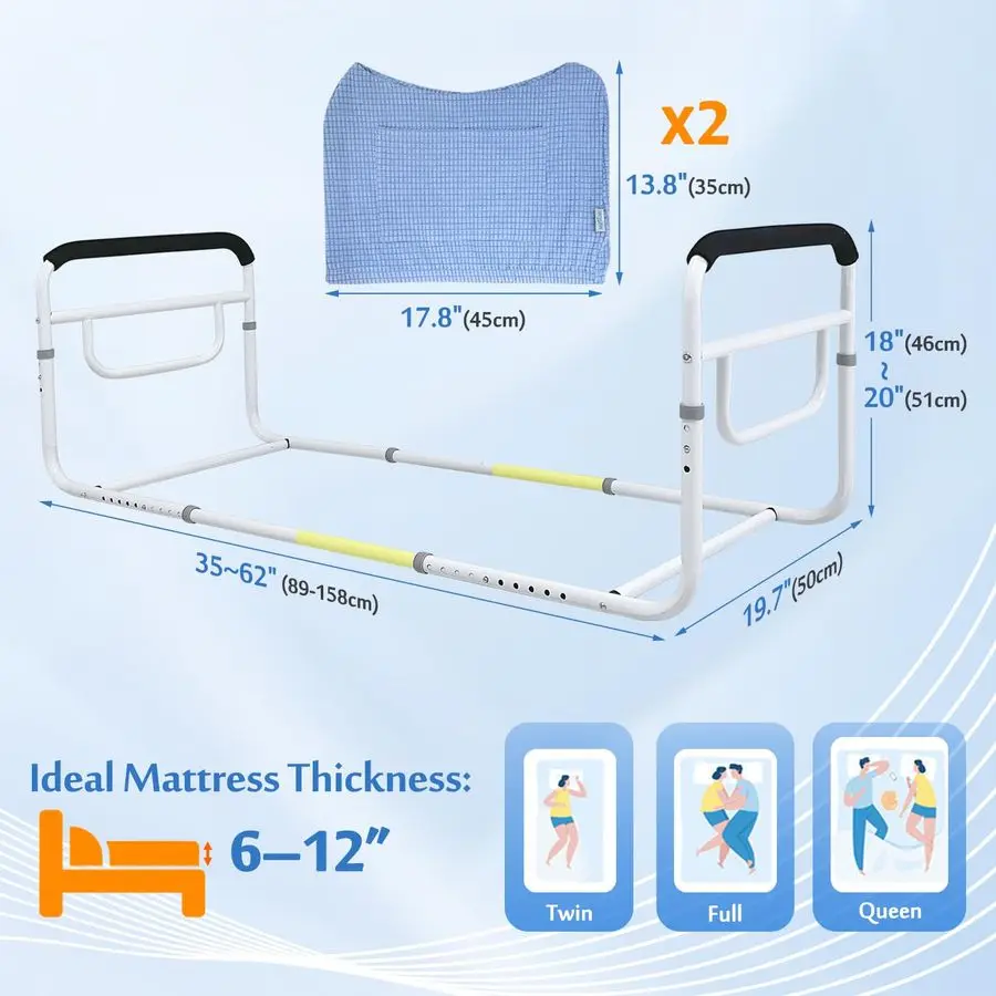 حاجز سرير مزدوج، قضيب U لقضبان مساعدة السلامة الطبية بجانب السرير، دعم درابزين لكبار السن تحت درابزين المرتبة، H #5