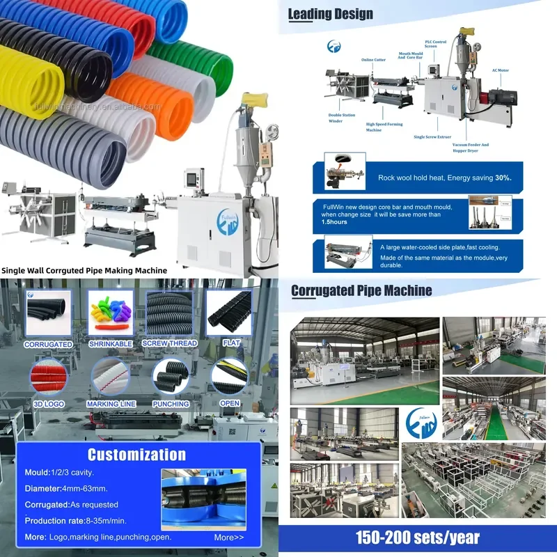 2026 CE Pp Pe Pvc Single Wall Corrugated Pipe/ Tube Extrusion Machine Wire Plastic Single Wall Corrugated Pipe Making Machine