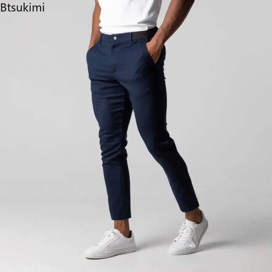 Spring Autumn New Men's Business Casual Trousers Fashion Elasticity Slim Straignt Leg Pants High Quality Versatile Pants for Men