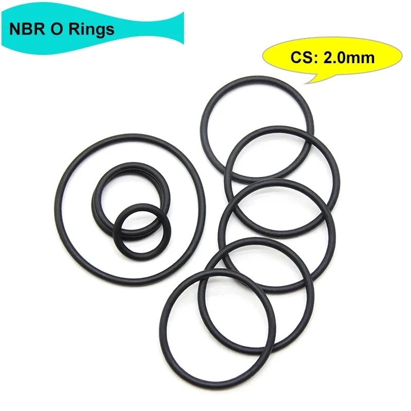 10/50Pcs Black NBR O Ring Thickness CS 2mm OD 5~150mm Nitrile Rubber Round O Type Corrosion Oil Resist Sealing Washer Gasket