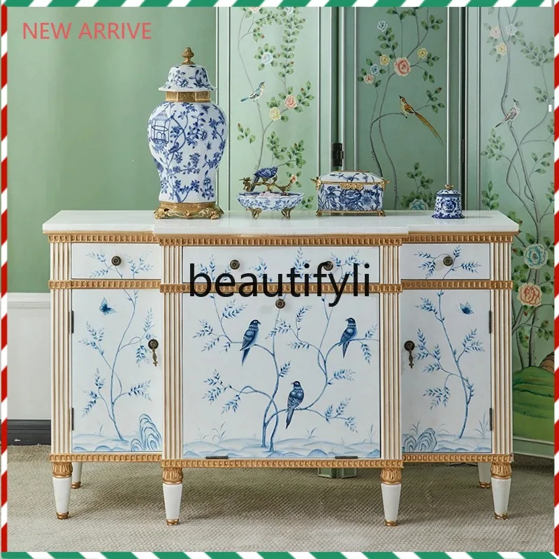 

D2520 American solid wood dining side new Chinese storage tea cabinet white room aisle entrance cabinet