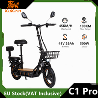 EU Stock Original KuKirin C1 Pro Electric Scooter with Seat 500W Motor 48V 26Ah Battery 45km/h Max Speed 100km Range Kickscooter