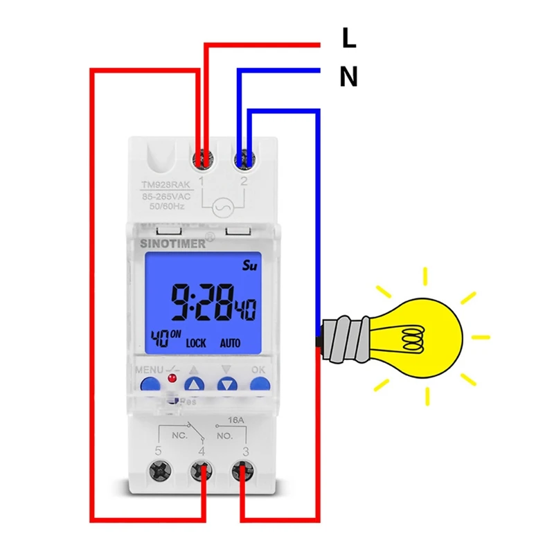 SINOTIMER-Instrumento de llamada inteligente TM928RAKL, temporizador con pantalla grande, 85-265V, 16A, 1 piezas