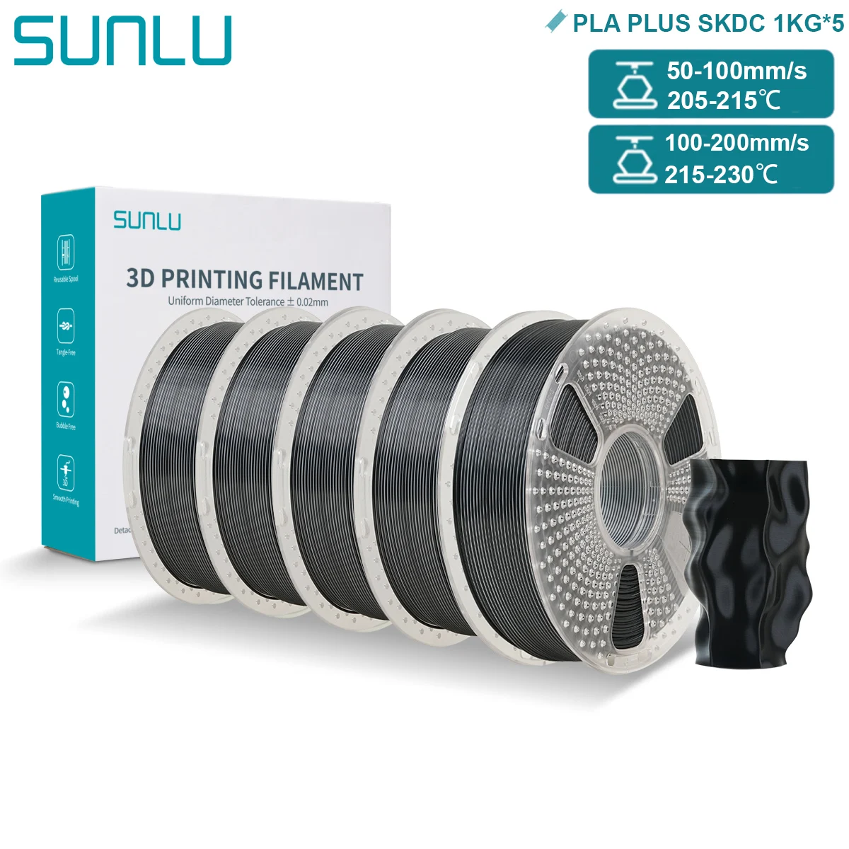 SUNLU PLA PLUS Silk 1.75mm 3D-Druckerfilament Zwei/Drei-Ton Glänzende Seidentextur Farbverlauf Kompatibel mit den meisten FDM-3D-Druckern