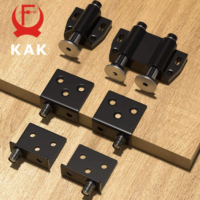 KAK Stainless Steel Hidden Pivot Hinge Set Black Magnetic Concealed Hinge for Kitchen Cabinet Wooden Door Wardrobe Hardware
