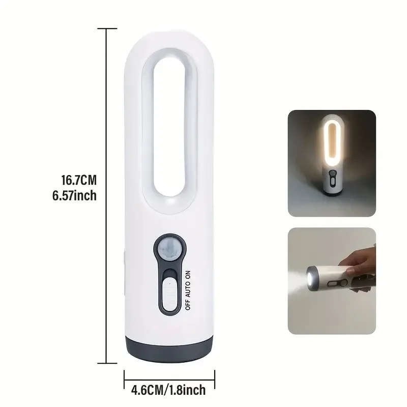 Motion sensor night light, rechargeable portable LED night light with dusk to dawn flashlight, suitable for bedrooms, bathrooms