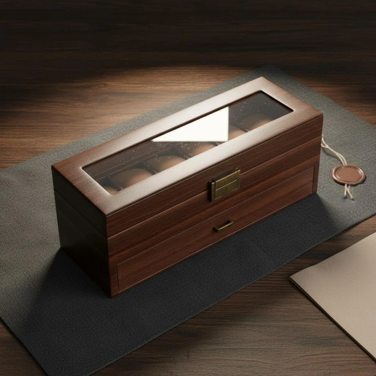 

Watch and Jewelry Storage Box Transparent Lid Double-Layer Watch Box 6-Slot Pull-out Drawer