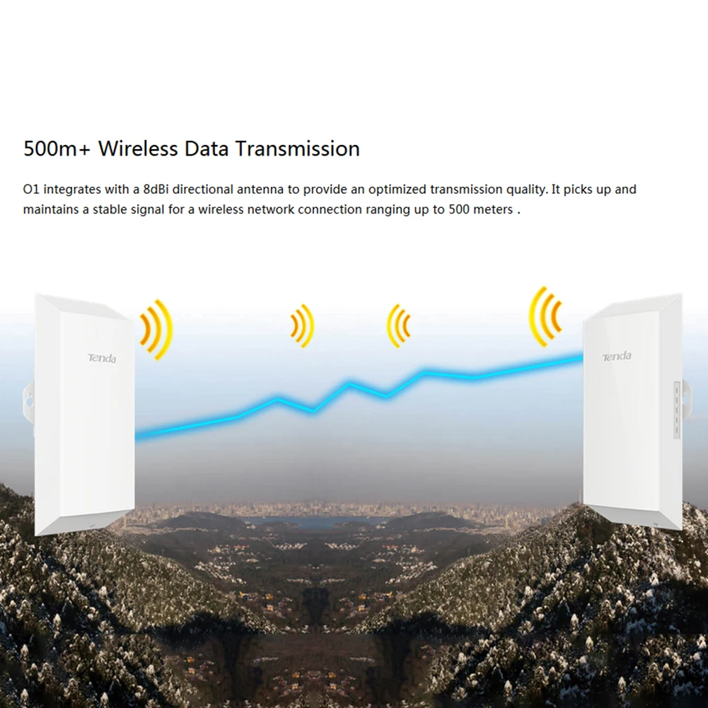 Tenda O1-2.4G Outdoor 500Meter CPE  Wireless 8dbi WIFI Repeater Extender Router AP Access Point Wi-Fi Bridge with POE/DC Adapter