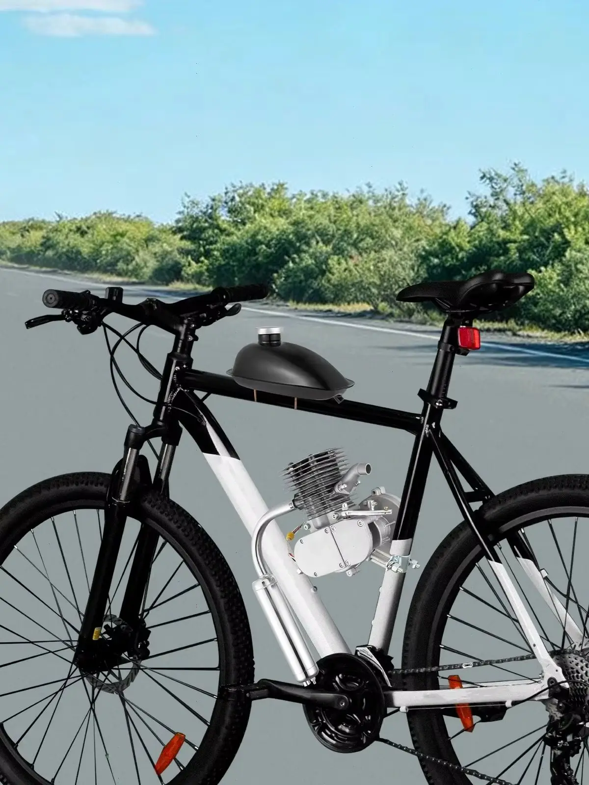 AliExpress NONE 100cc 2 Stroke Bicycle Engine Kit Complete Motorized Bike Conversion Set 28MPH Max Speed 0.53Gal Fuel Tank 440lbs Load Low Noise 75DB for 26/28 Inch V-Frame Mountain Road Beach Bike