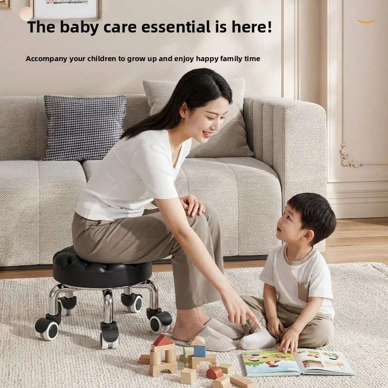 Rolling Caster Stool with Heavy-Duty Thickened Frame, Waterproof & Wear-Resistant, Multi-Color for Home, Office, Workshop