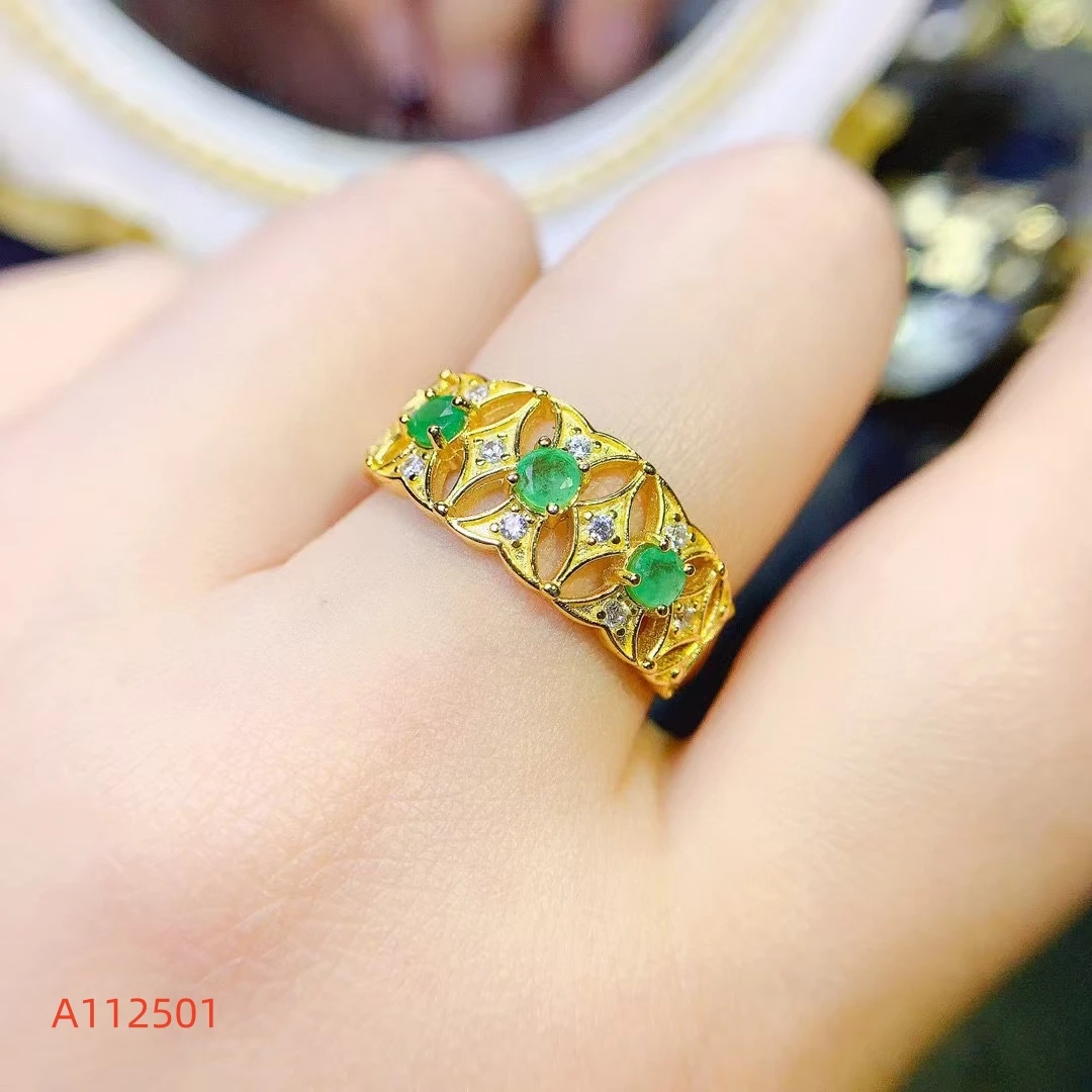 

KJJEAXCMY Fine Jewelry Natural Emerald Women's Ring S925 Pure Silver Exquisite Inlaid High-quality Clarity Gems Support Testing