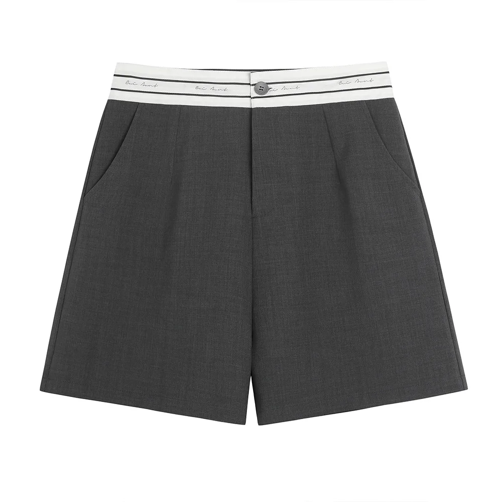 

Korean style high waisted minimalist A-line shorts, suitable for plus size girls, concealing flesh and slimming shorts