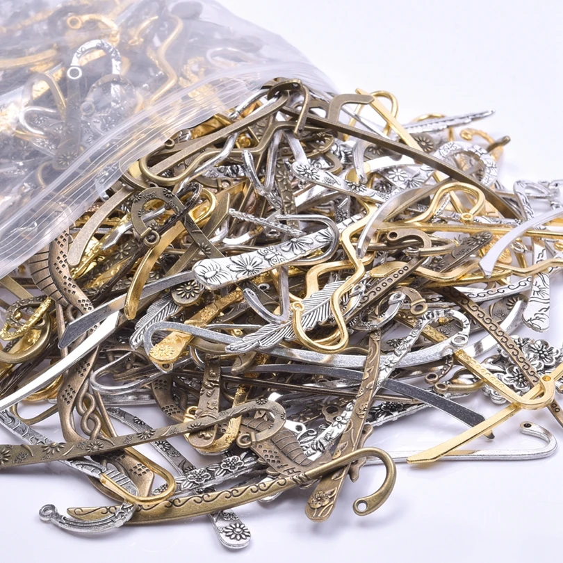 Breloque en forme de marque-page sculptée en grande plume, autocollant de cheveux d'animaux Vintage, pendentif en forme pour accessoires de bijoux en vrac, 10 pièces/lot