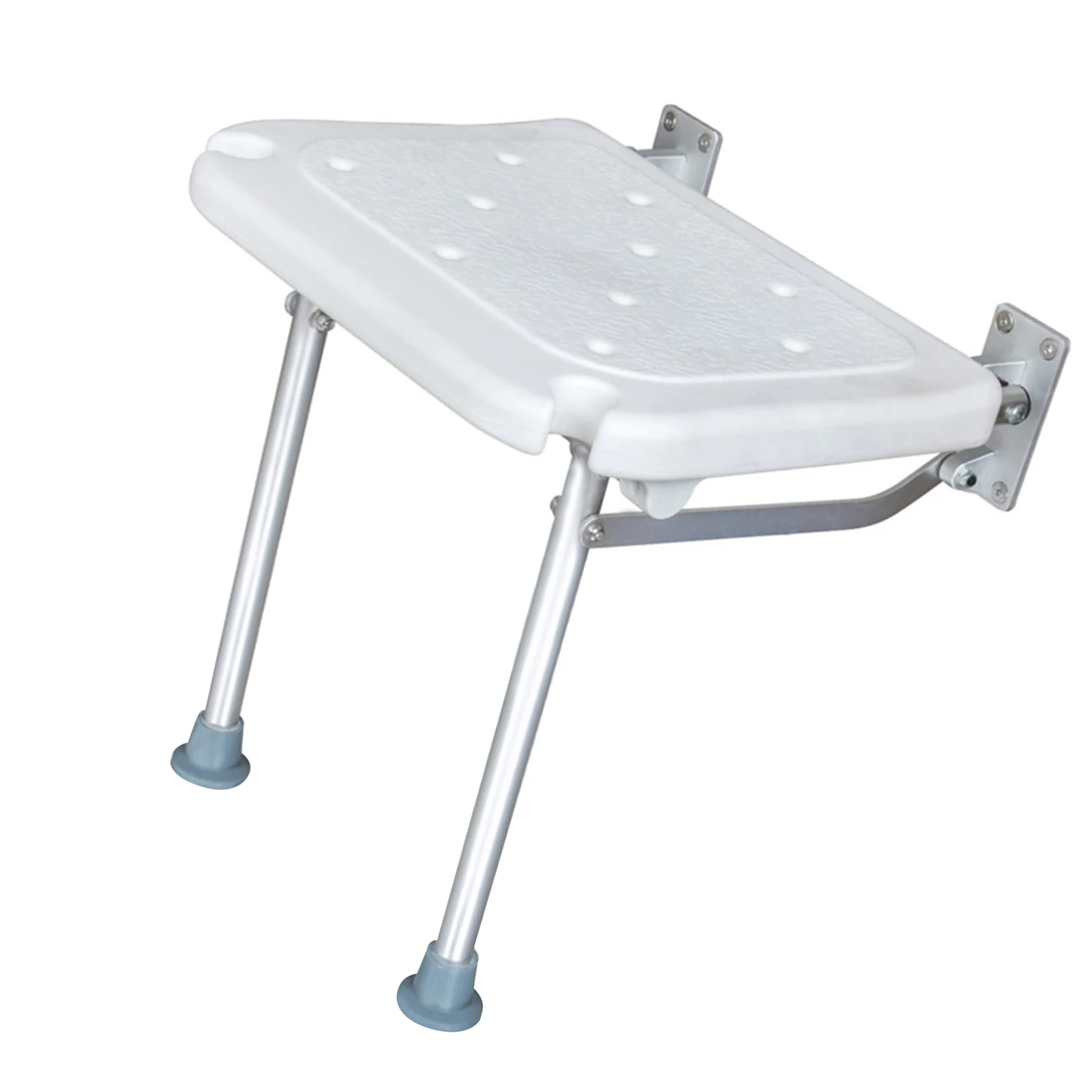 

Folding Shower Bench Flip-up Screw-in Bath Seat Wall Mounted Bathroom Chair Stool with Non-Slip Feet Drainage Holes