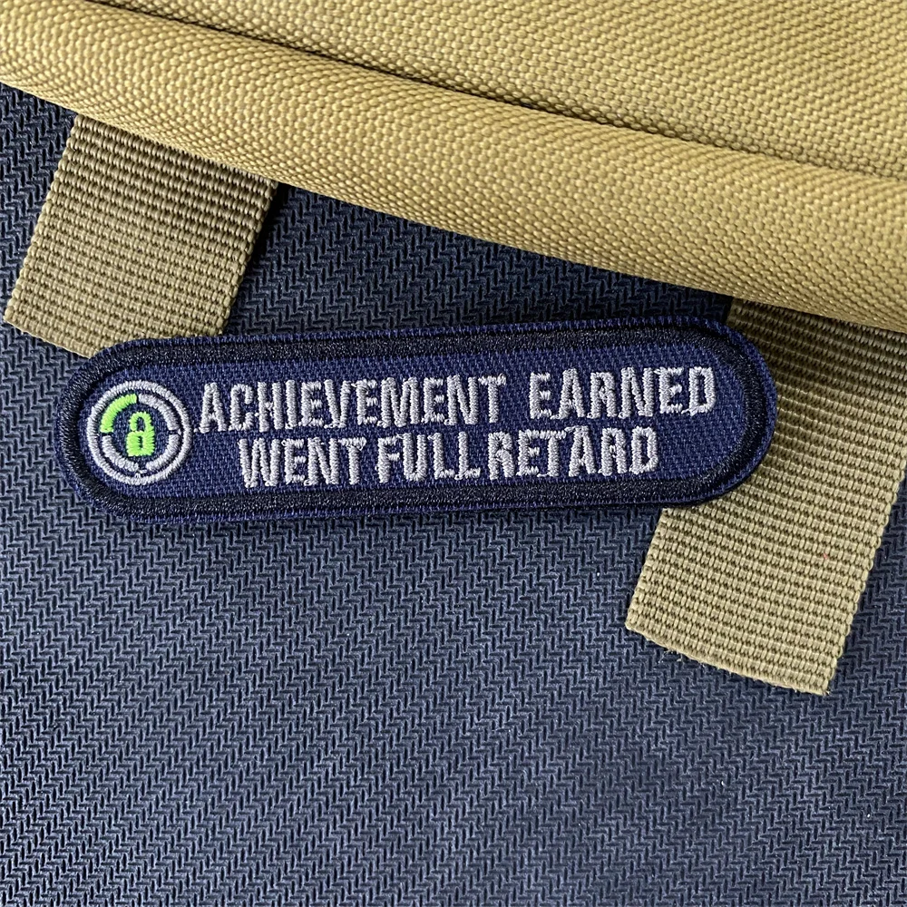 Funny Patch for Clothes Achievement Earned Went Full Retard Humorous Embroidered Hook and Loop Morale Badge Tactical Sticker