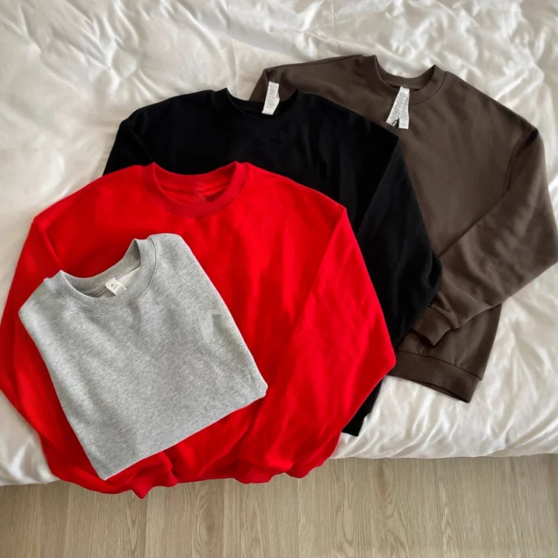 Unisex Oversized Crewneck Sweatshirt Classic Solid Color Loose Fit Long Sleeve Pullover Hip Hop Streetwear Urban Style