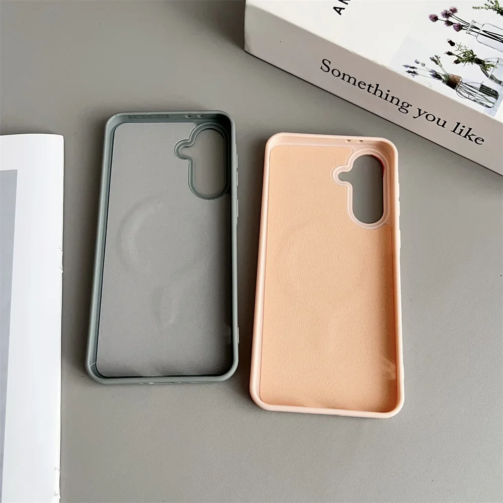 Simple For Magsafe Wireless Charging Phone Case for Samsung Galaxy S25 S24 Ultra S23 S22 A56 Matte Hit Color Lens Soft TPU Cover view 2