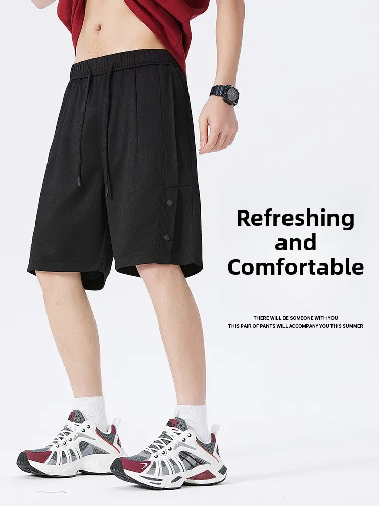 

Мужские лыжи из ледяного шелка, летние тонкие модные свободные прямые брюки, спортивные большие боксеры, дышащие, легкие