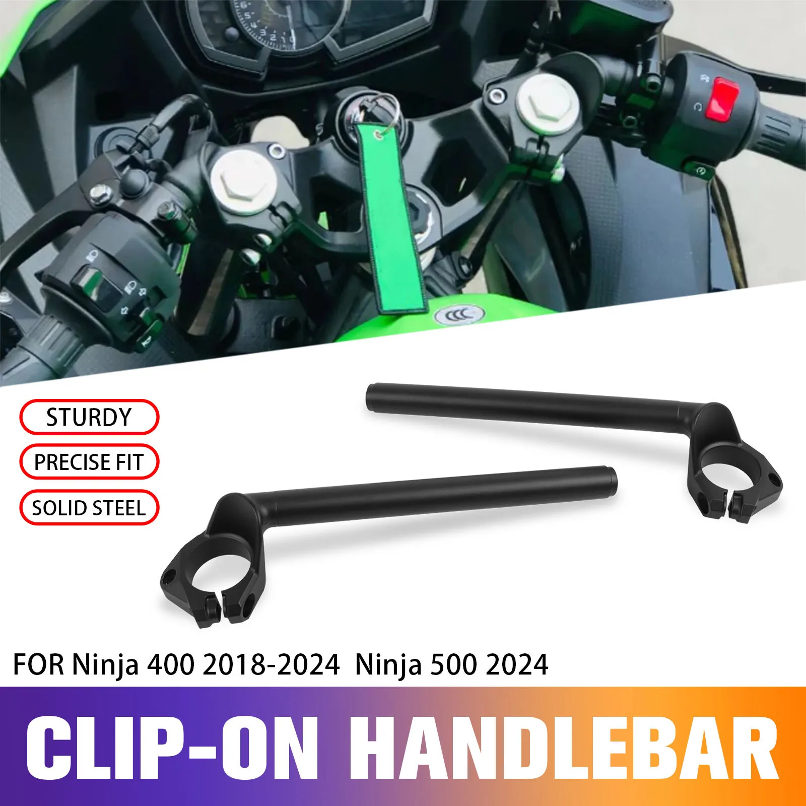 

Motorcycle handlebar For Kawasaki Ninja 400 EX400 Ninja400 EX 400 2018-2024 Ninja 500 SE 24-25 Handlebars Clip-on Fork Tube