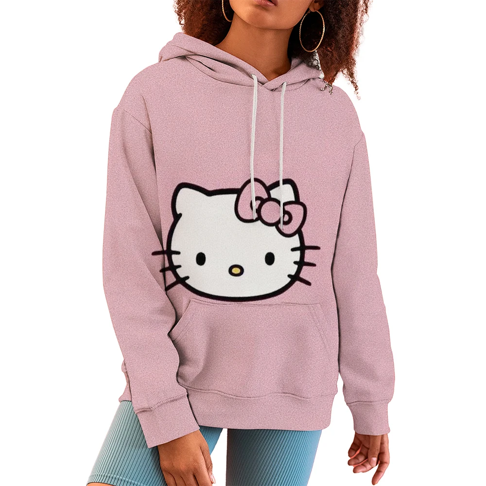 Sanrio Leuke Hello Kitty Jas Vrouwelijke Losse Student Oversized Hoodie Gotische Hoodie Kawaii Kleding Y2k Sweatshirts