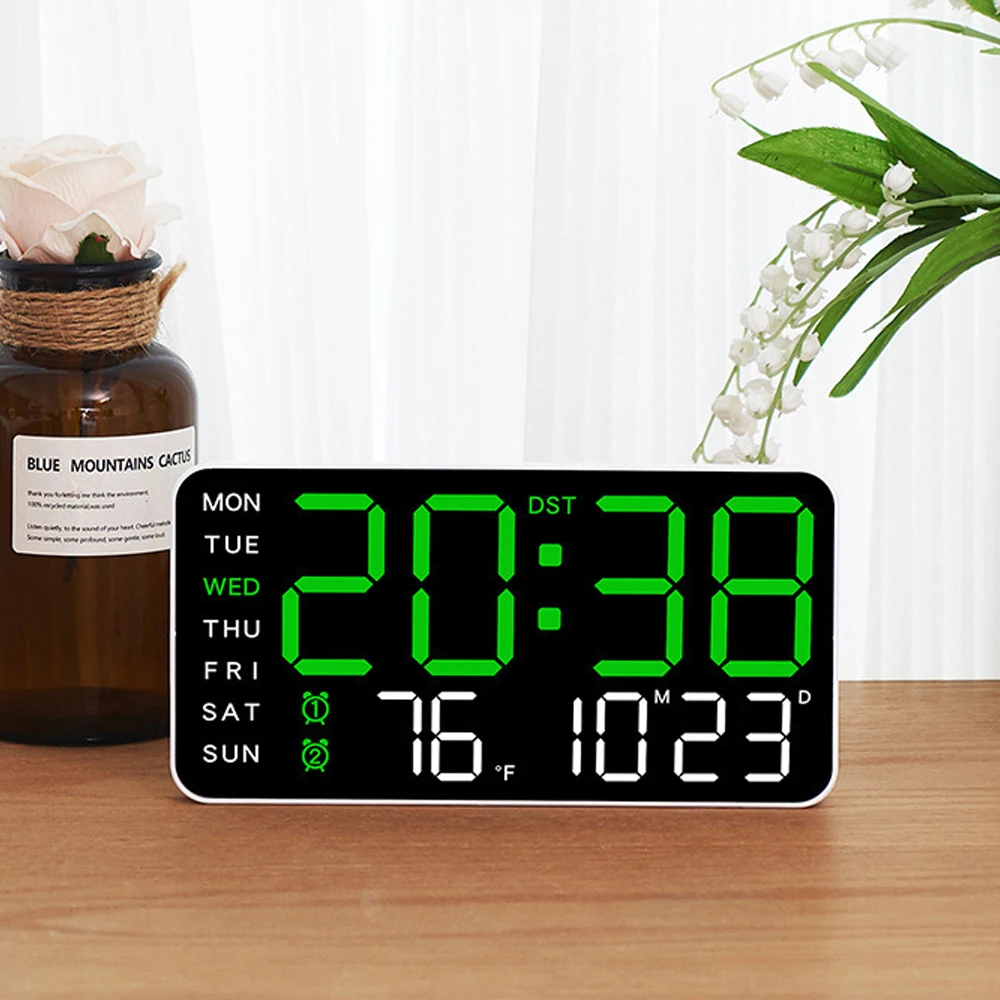 Large Digital Wall Clock Temp Date Week Display Remote Control Usb Powered Table Clock Wall-mounted Dual Alarms Led Clocks