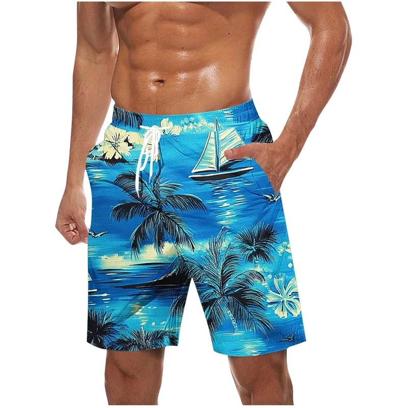 

Пляжные шорты с 3d принтом пальмы в стиле ретро, мужские быстросохнущие шорты с тропическими растениями, летние плавки, купальники