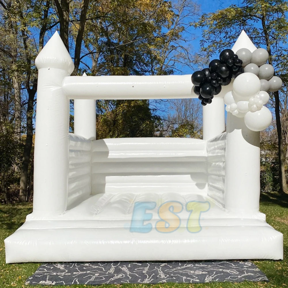 Wedding Party White Bounce House 10x10ft Inflatable White Jumping Castle with Blower White Bounce House for Kids Birthday Party