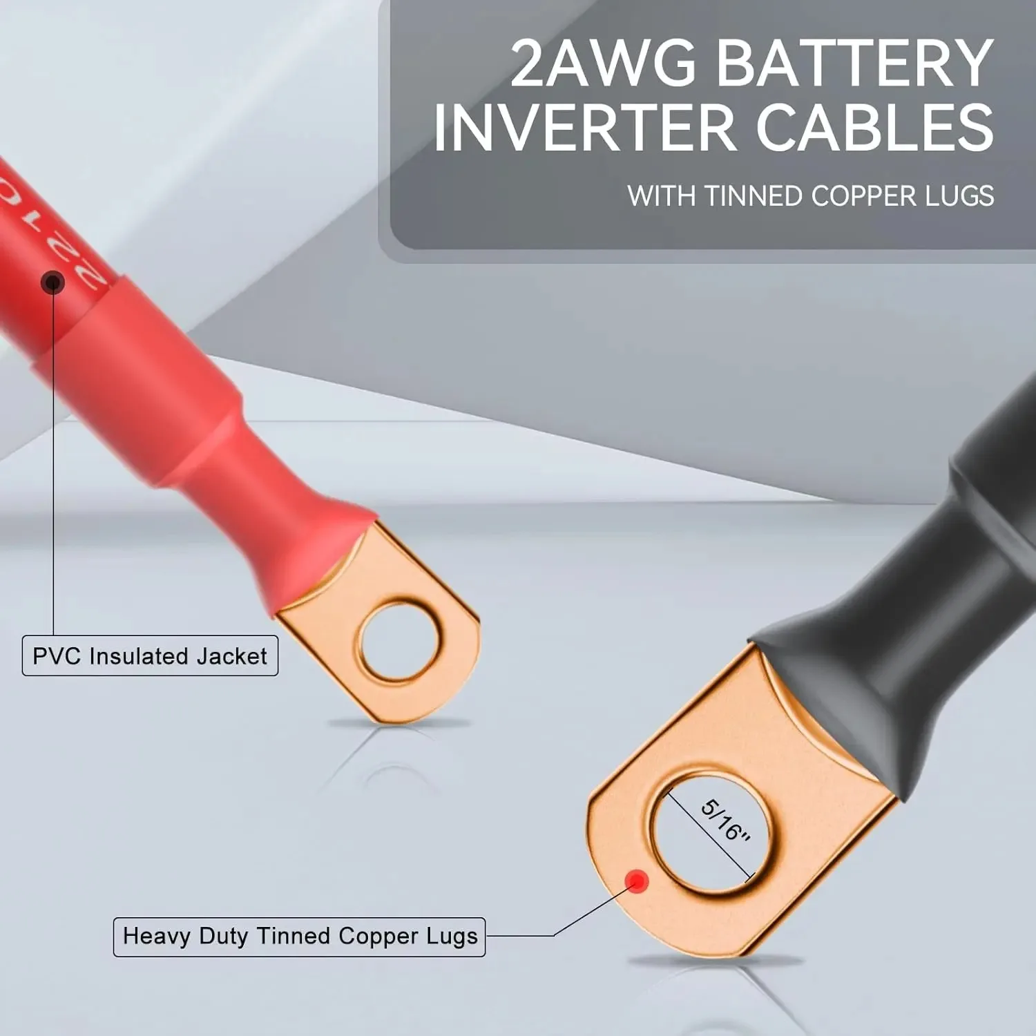 ECGSOLAX 2AWG Electrical Wires Battery Inverter Cable Copper Cord Solar Power Connection Wire for Inverter Car Boat