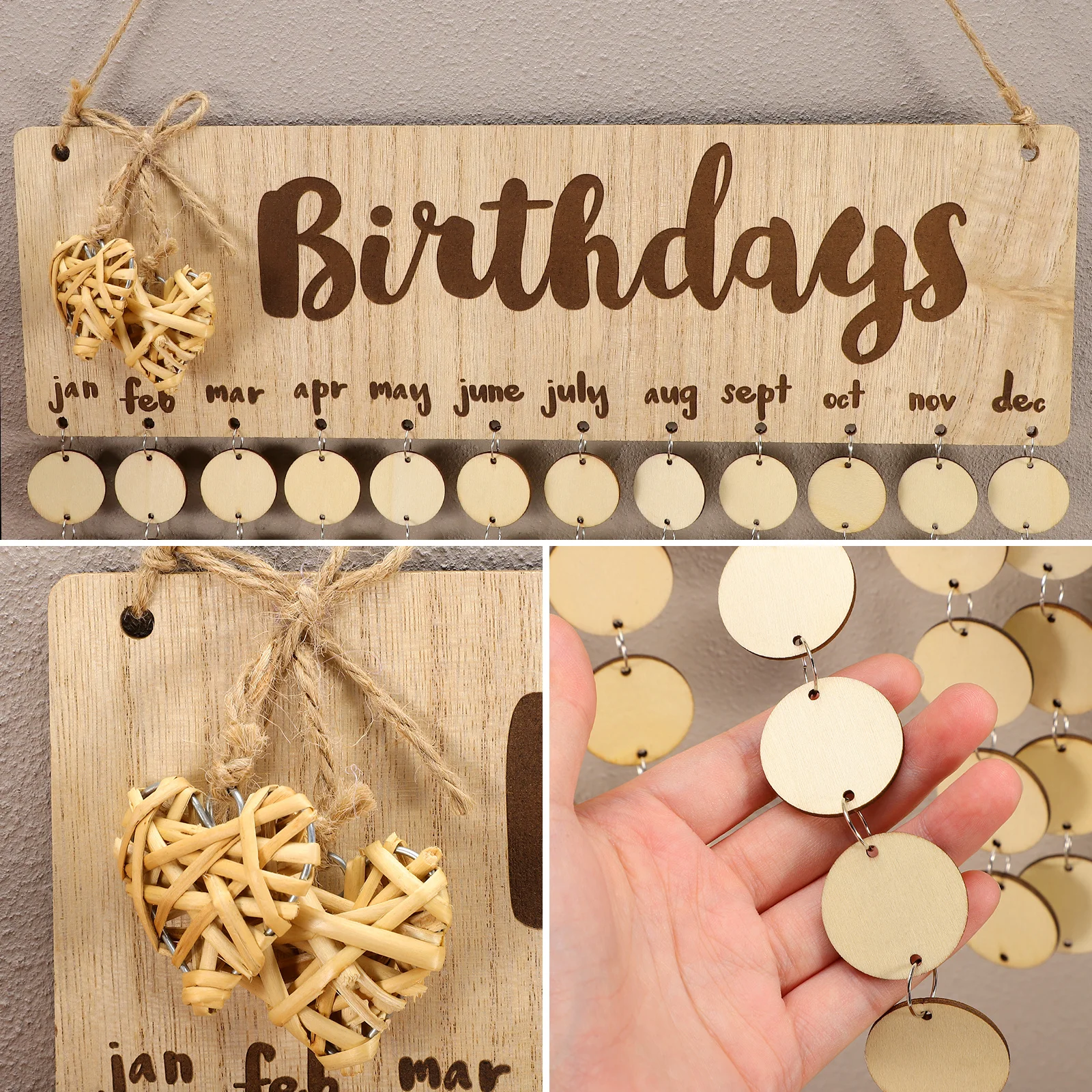 لوحة خشبية لتذكير عيد الميلاد مع أقراص قابلة للتبديل، أفضل هدية لذكرى الزفاف وعيد الحب وعيد الأم #2