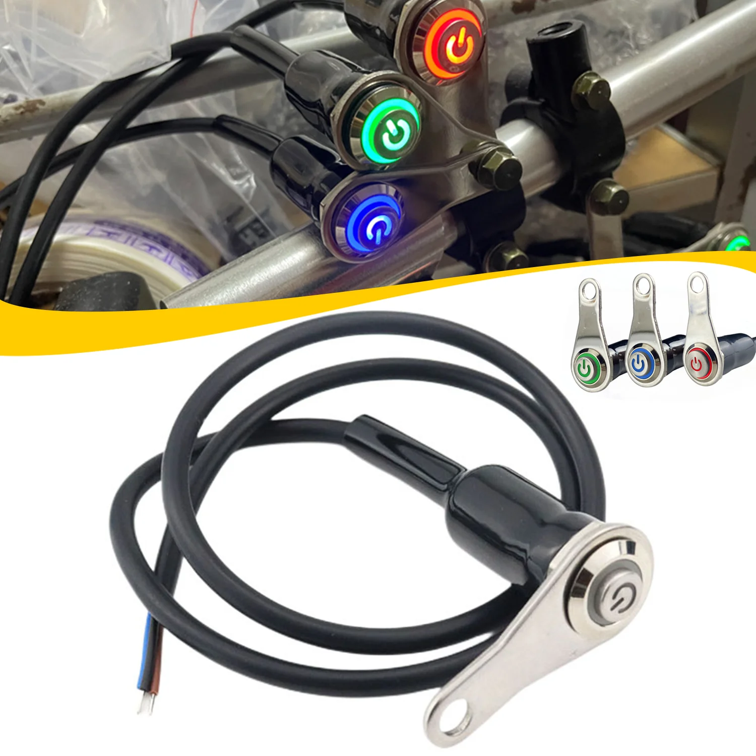 

High Quality LED Motorcycle Switch Waterproof Handlebar Mount Aluminum Alloy 12V Fog Light Lamps Moto Horn Push Button Switch