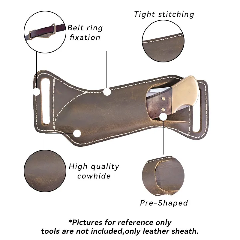 RIYAO Vintage Genuine Leather Waist Belt Case Sheath Outdoor Tools Folding Knife Mini Pocket Knife Pouch Holder Cowhide Scabbard