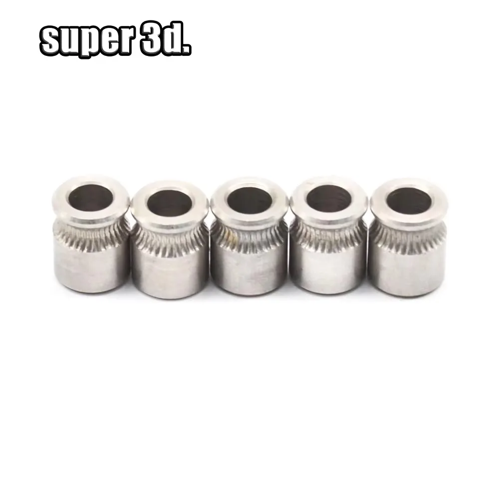 2pcs MK7 MK8 Extruder Drive Gear Bore 5mm  For 1.75/3.0mm filament 3D Printer Stainless Steel Feeding Pulley