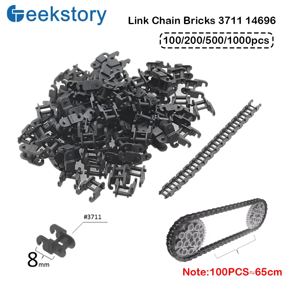 リンクチェーンレンガ技術部品 3711 14696 MOC ビルディングブロックギアタンクトラックトレッドオートバイ列車子供のおもちゃ