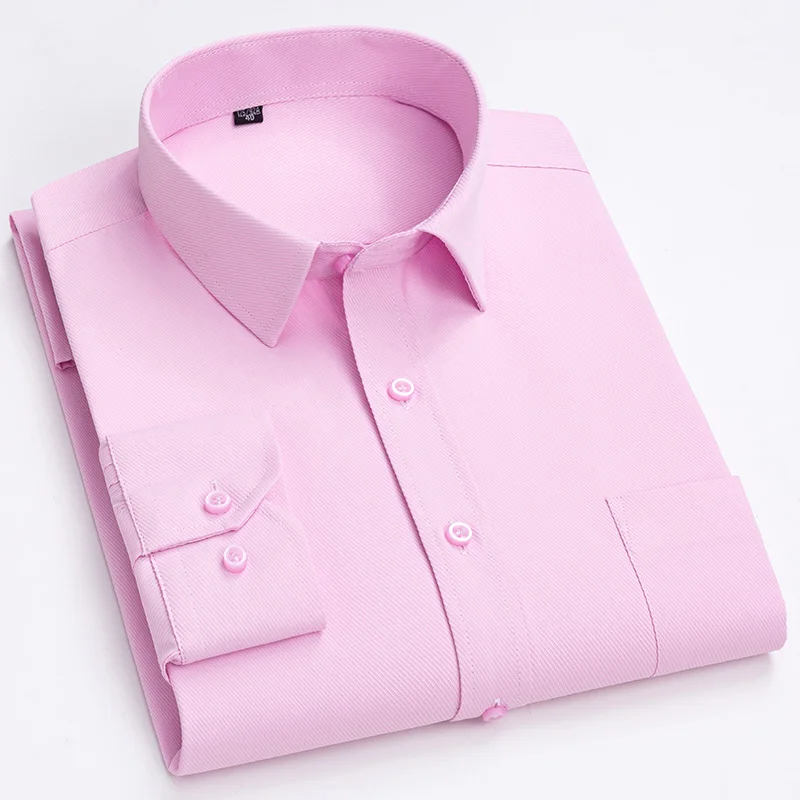 2024 High Quality Cotton Men's Dress Shirt Long Sleeve Soft And Comfortable Fit Men Clothing Casual Business  Stripes  White Top