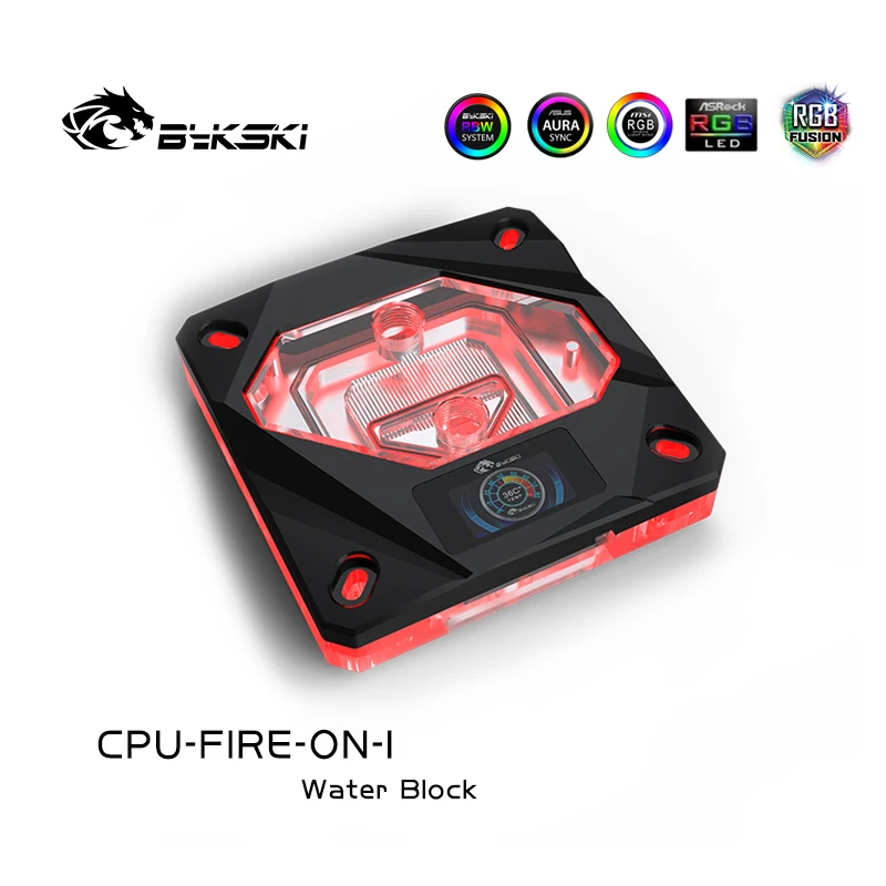 Bykski Digitale Display RGB Water Vloeistofkoeling CPU Blokkoeler voor Intel 115x1200 1700 CPU-FIRE-ON-I
