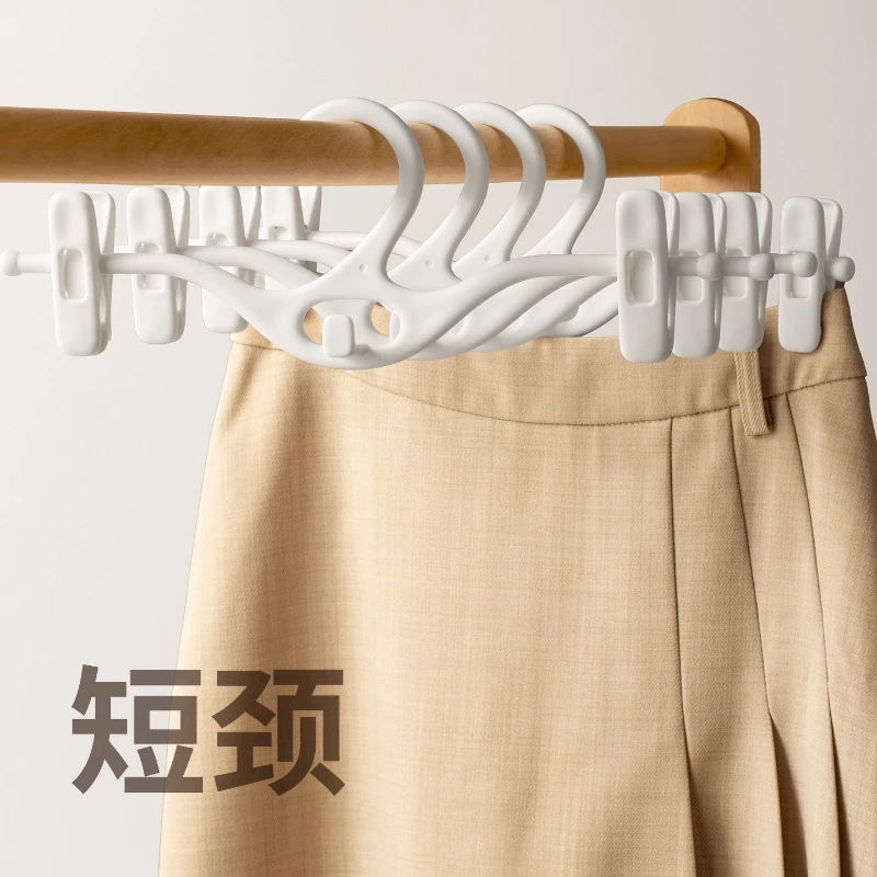 Durable Lazy Corner Short Neck Pants Clips Hanger, Low Profile Skirt Clips, Non-Slip No-Mark Clothes Hanger forStorage andDrying