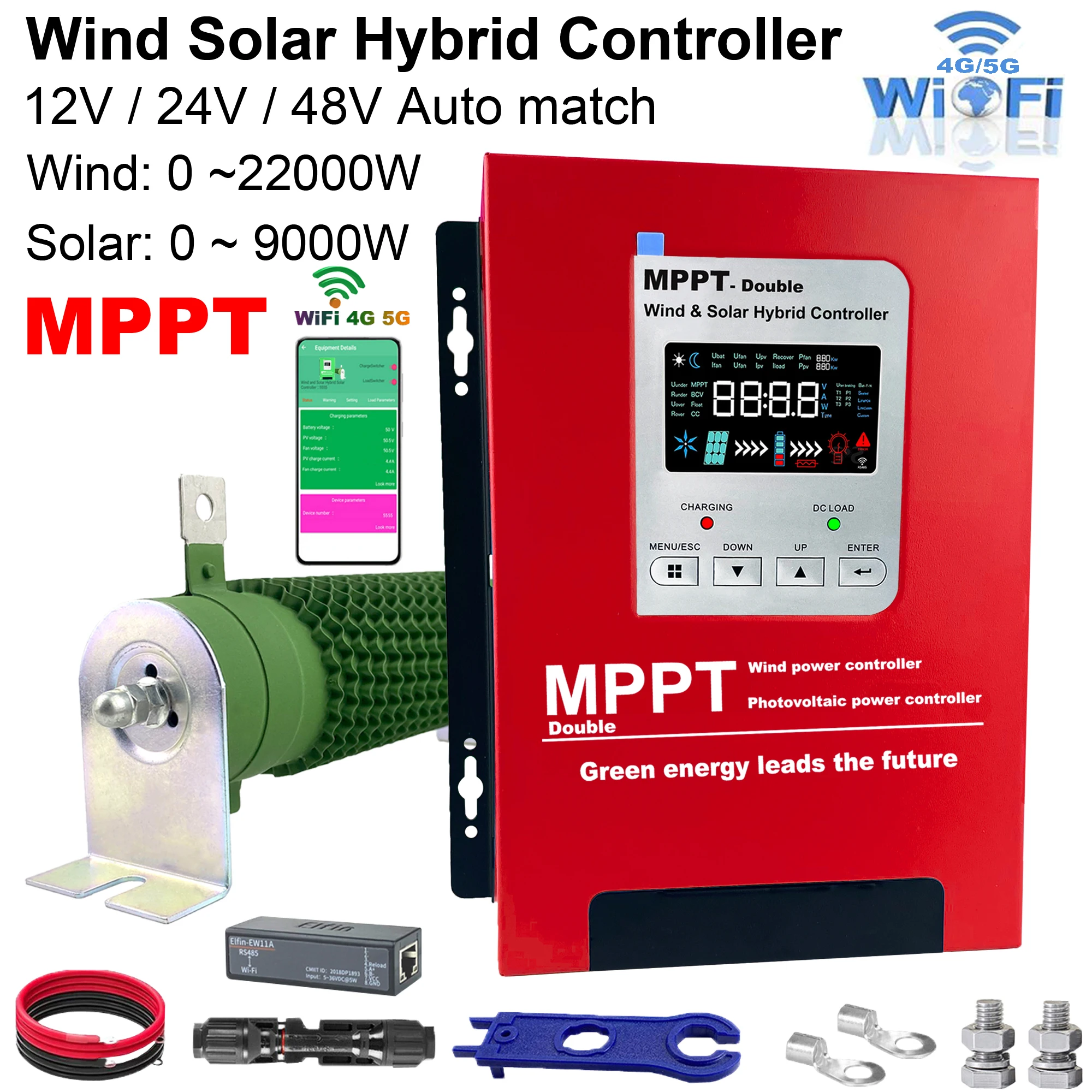 

6000W MPPT Wind Solar Hybrid Controller Boost Charger 12V 24V 48V Free Dump Load Support Lithium Lifepo4 Lead Acid GEL Battery