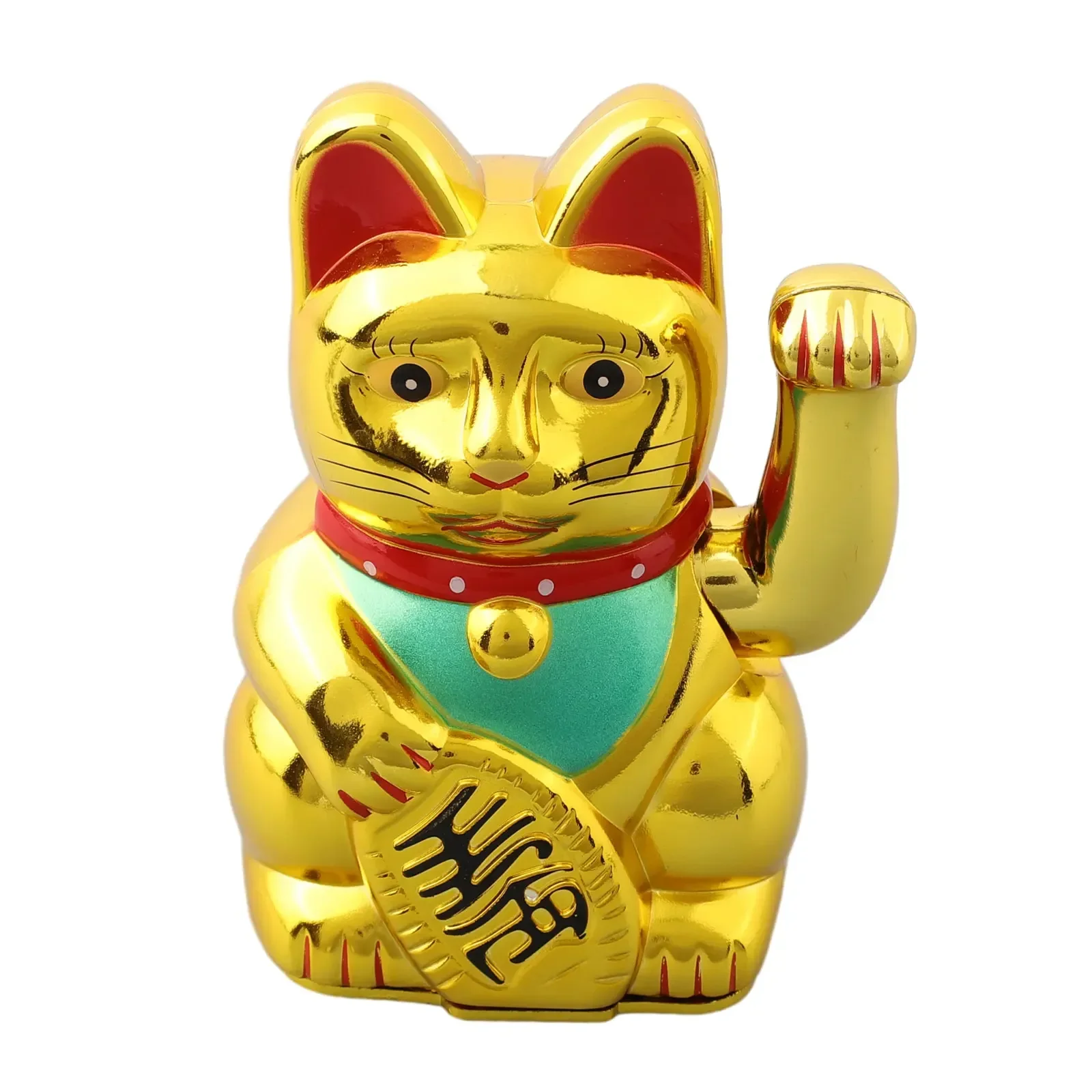 Chinese Lucky Wealth Waving Cat Gold Waving Hand Cat Home Decoration Welcome Waving Cat Sculpture Statue Cashier Ornament Parts