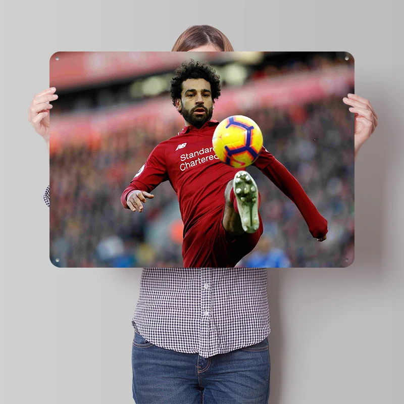 Металлический постер с Мохамедом Салахом, настенный декор в ретро-стиле, винтажные жестяные таблички для мужской комнаты, игровой комнаты, уютного домашнего интерьера