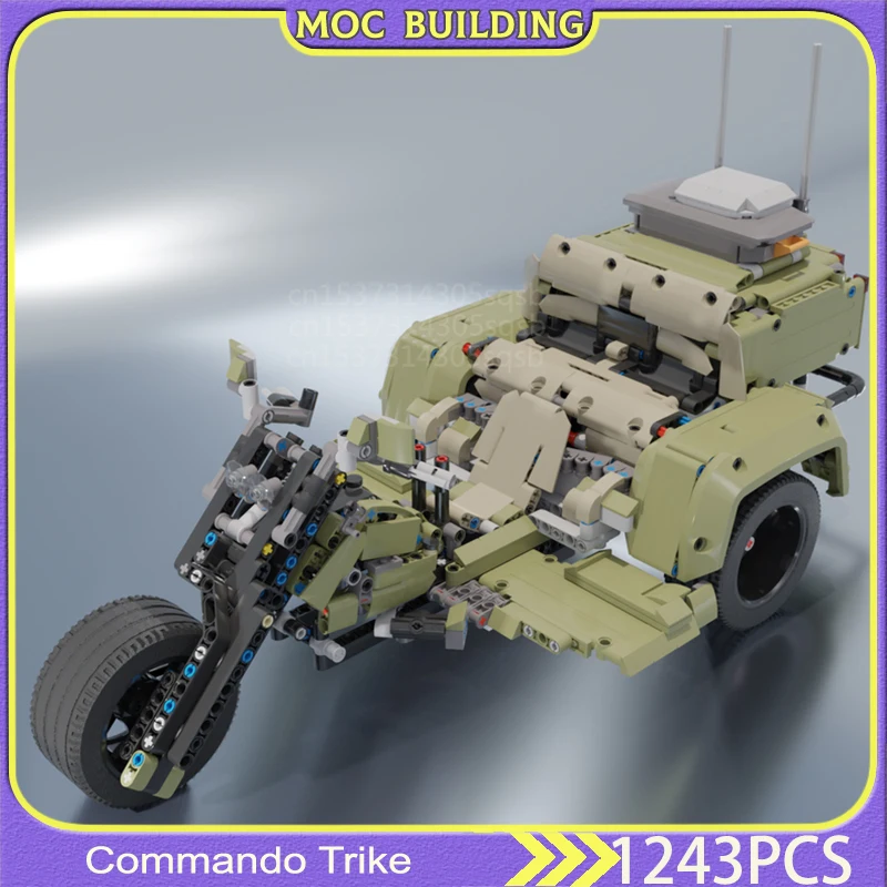 High-Tech Commando Trike  MOC Building Blocks Transport Bike Car Bricks Model DIY Creative Collection Toys Birthday Gifts