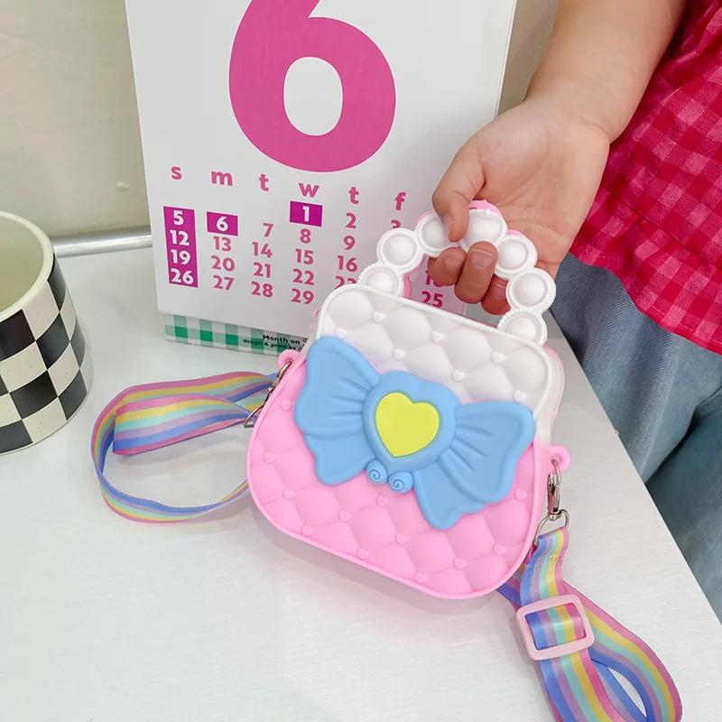 Lovely Children's PU Leather Pink Messenger Bag Cute Girls Cartoon Shoulder Bags Princess Accessories Mini Coin Purse Handbags