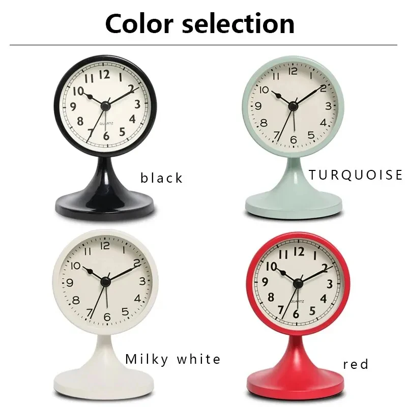 Stylish Nordic Metal Alarm Clock with Night Light – Silent Round Table Clock, Cute & Vintage Design for Student Dorm
