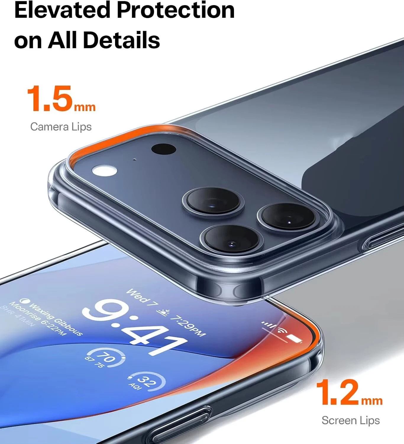 Transparente, ultradünne Schutzhülle für iPhone 16 15 14 Pro 18 Max, leicht, kratzfest, aus hartem PC. – Detail 3